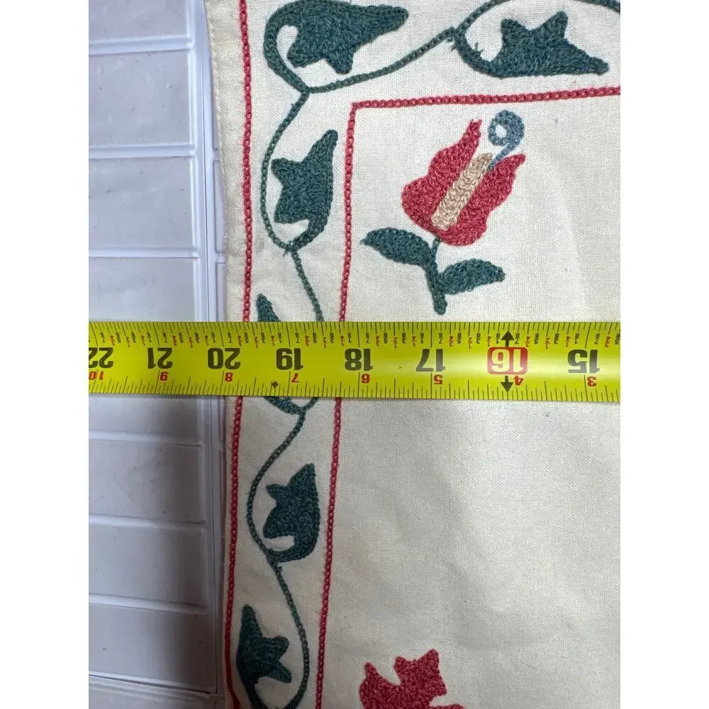 Williams-Sonoma Floral Embroidered Cotton Table Runner - 20 in x 14 in